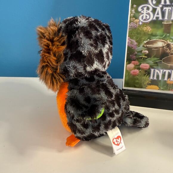 Ty Beanie Boo Midnight Owl Plush 6” Gray Orange Stuffed Animal EUC Gift - Picture 4 of 5